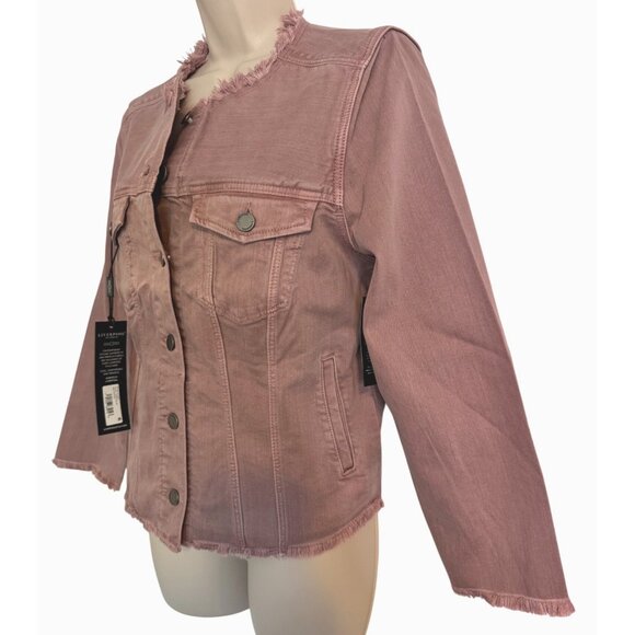 Liverpool Aster Mauve Rose Jean Jacket Size Petite Medium Button Up NWT $109 - Picture 10 of 10
